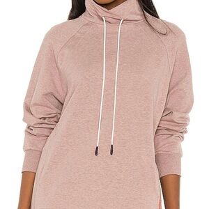 Varley Atlas Turtleneck Sweatshirt, Rose Color, Zipper Details, Sz Small